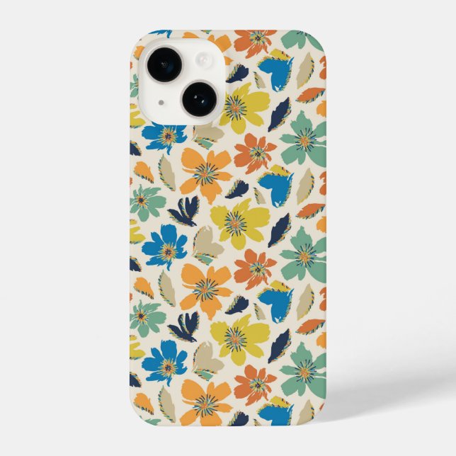 Abstract Hand-Drawn Boho Floral Pattern iPhone Hülle (Rückseite)