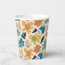 Abstract Hand-Drawn Boho Floral Pattern Pappbecher