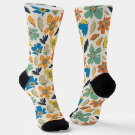 Abstract Hand-Drawn Boho Floral Pattern Socken
