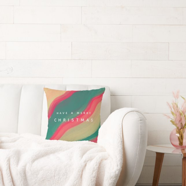 Abstract Hand Painted Pattern Flat Holiday Card Kissen (Liege)