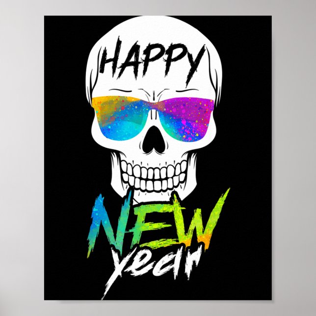 Abstract Happy New Skull Year  Poster (Vorne)