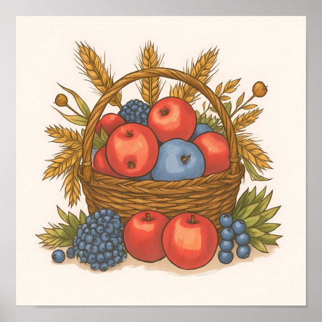 Abstract Harvest Colors: Seamless Oranges & Greens Poster (Vorne)