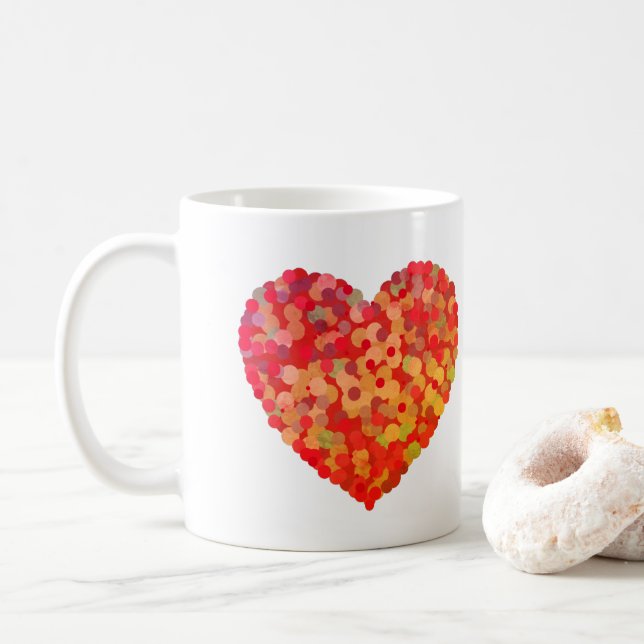 Abstract Heart Confetti Art Kaffeetasse (Mit Donut)