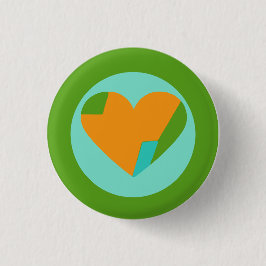 Abstract Heart Green Teal Orange Circle Button