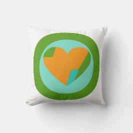 Abstract Heart Green Teal Orange Circle Kissen