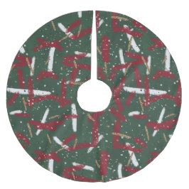 Abstract Holiday Splashes in Red, White & Gold Polyester Weihnachtsbaumdecke