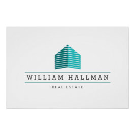 Abstract Home Teal/White Logo Download Poster