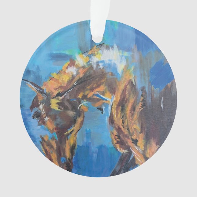 Abstract Horse Blue Painting Ornament (Vorderseite)