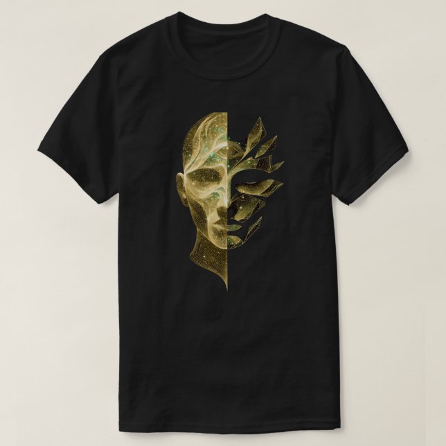 Abstract Identity Split Face – Layered Cosmic Self T-Shirt (Design vorne)