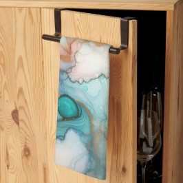 Abstract in Pink, Teal, Blue, and Gold Geschirrtuch