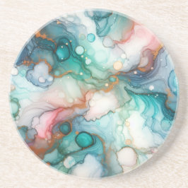 Abstract in Pink, Teal, Blue, and Gold Getränkeuntersetzer