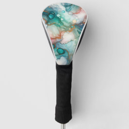 Abstract in Pink, Teal, Blue, and Gold Golf Headcover