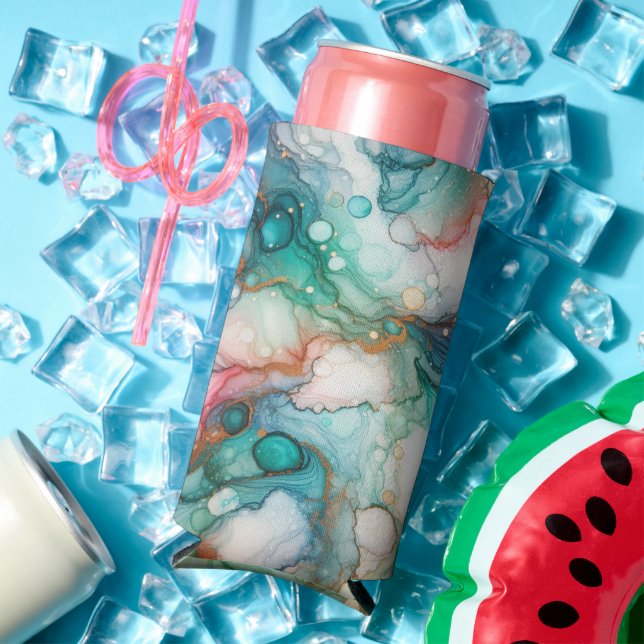 Abstract in Pink, Teal, Blue, and Gold Selters Dosenkühler (In Situ Sommer)