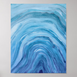Abstract Indigo Blue Agate II Watercolor Art Poster