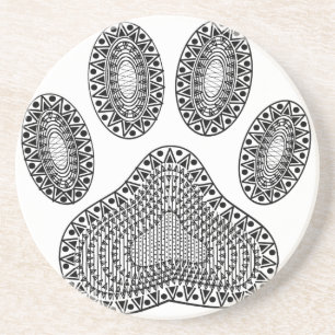 Abstract Ink Paw Print Sandstein Untersetzer