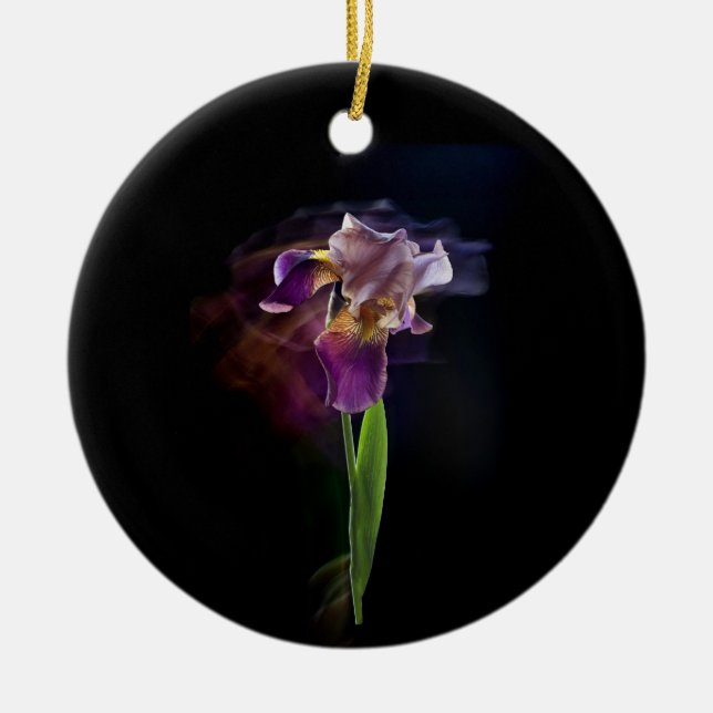 Abstract Iris Flower – Elegant Floral Art Keramik Ornament (Vorne)