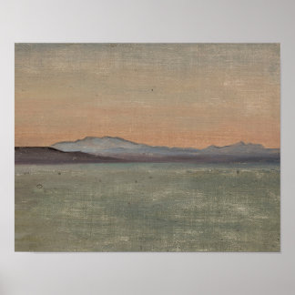 Abstract Lake and Mountains Horizon Art Print Poster