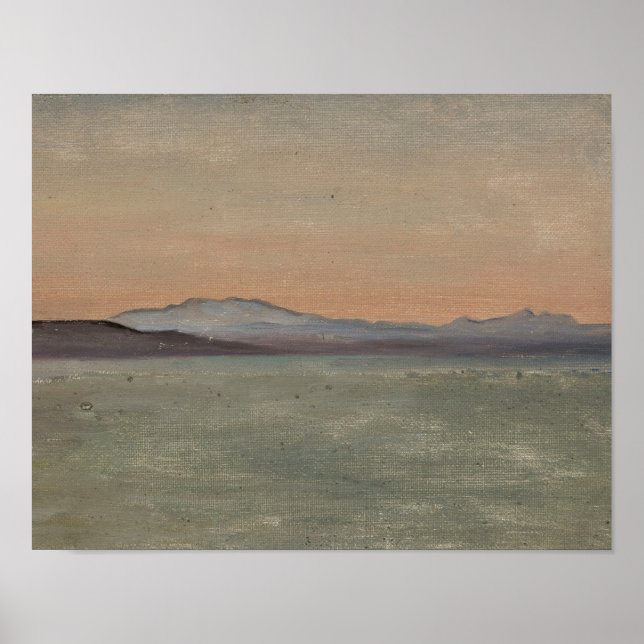 Abstract Lake and Mountains Horizon Art Print Poster (Vorne)