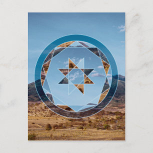 Abstract landscape with geometrical shapes postkarte