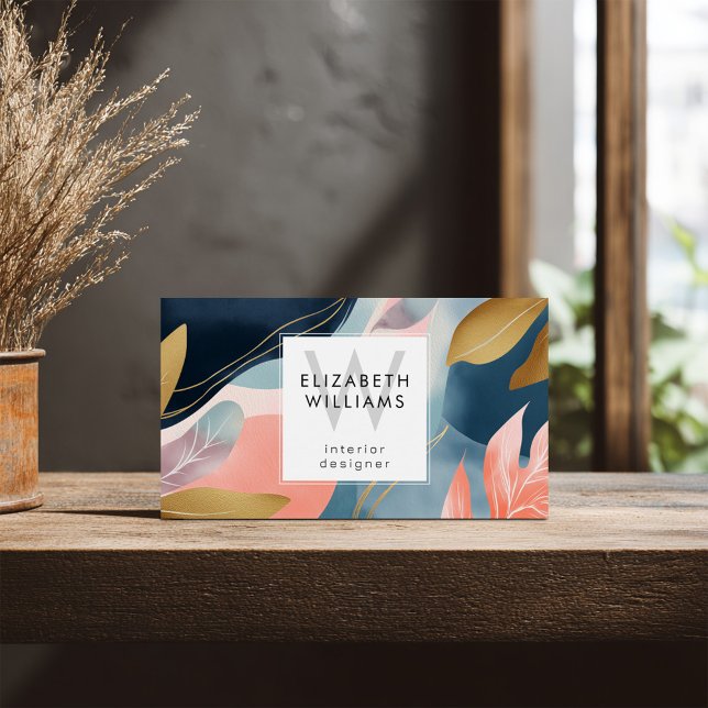 Abstract Leaves Botanicals Monogram Business Cards (Von Creator hochgeladen)