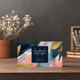 Abstract Leaves Botanicals Monogram Business Cards