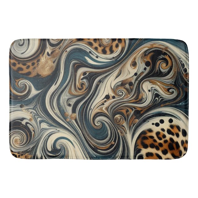 Abstract Leopard Print Swirl Badematte (Vorderseite)