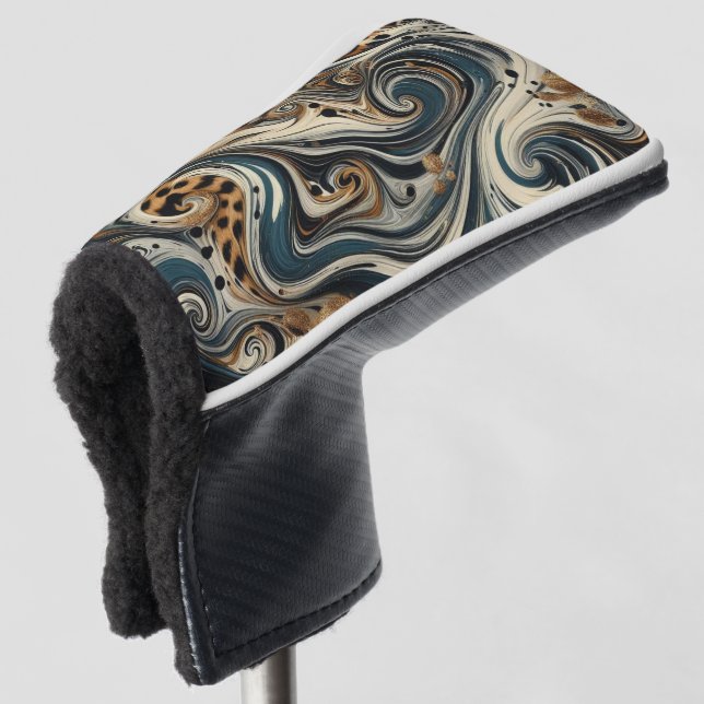 Abstract Leopard Print Swirl Golf Headcover (3/4 Vorderseite)