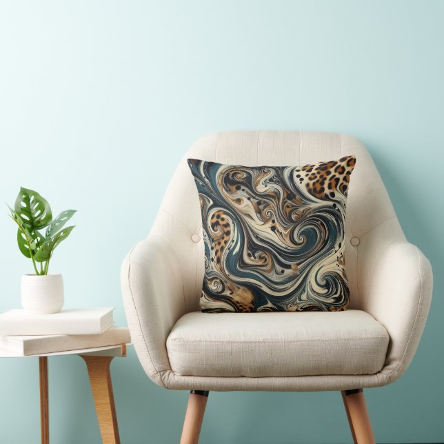 Abstract Leopard Print Swirl Kissen (Stuhl )