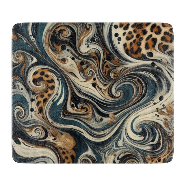 Abstract Leopard Print Swirl Schneidebrett (Vorderseite)