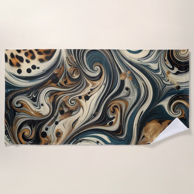 Abstract Leopard Print Swirl Strandtuch (Vorderseite)