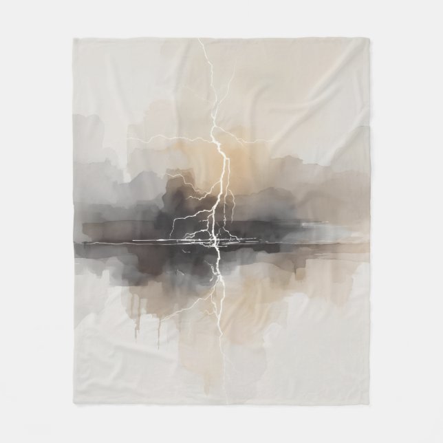 Abstract Lightning in Neutrals Print Fleecedecke (Vorderseite)