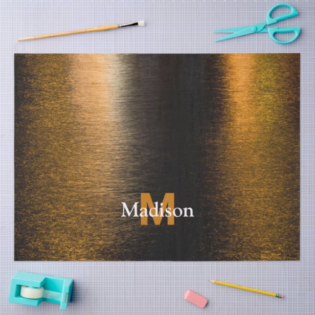 Abstract lights sea shiny bronzed Monogram Seidenpapier (Basteln)