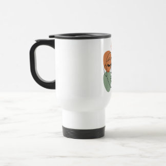 Abstract Line Art Face with Botanical Flair Reisebecher