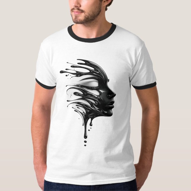 Abstract Liquid Face Art Graphic T-Shirt (Vorderseite)