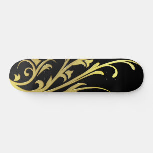 Abstract Luxury Faux Gold Flower Skateboard Deck