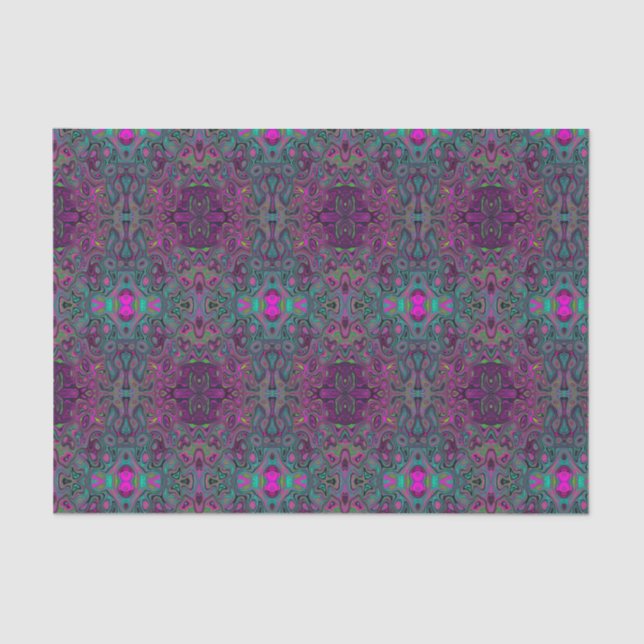 Abstract Magenta and Teal Blue Groovy Pattern Seidenpapier (Vorderseite)