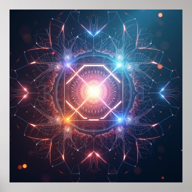 Abstract Mandala : Iridescent Geometric Poster (Vorne)