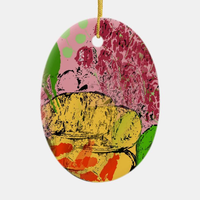 Abstract Matisse Style add text Ceramic Ornament (Vorne)