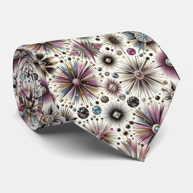 Abstract Mid Century Modern Starburst Diamond Krawatte (Gerollt)
