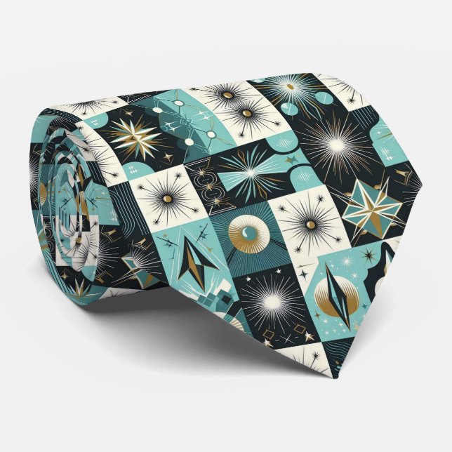 Abstract Mid Century Modern Starburst DIamond Krawatte (Gerollt)