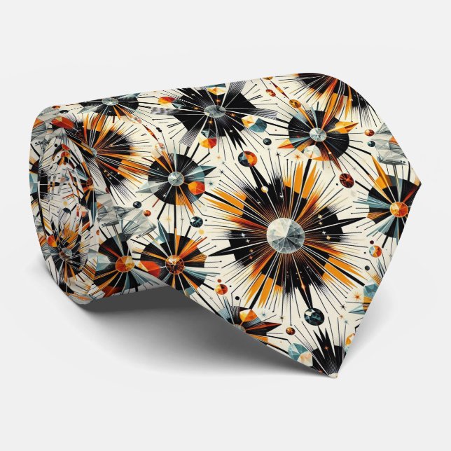 Abstract Mid Century Modern Starburst Diamond Krawatte (Gerollt)