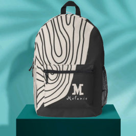 Abstract minimal art retro vintage Monogram Bedruckter Rucksack