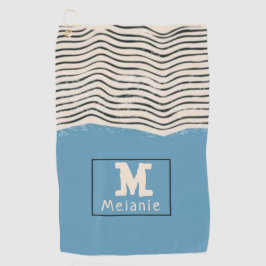 Abstract minimalist artistic lines Monogram Golfhandtuch