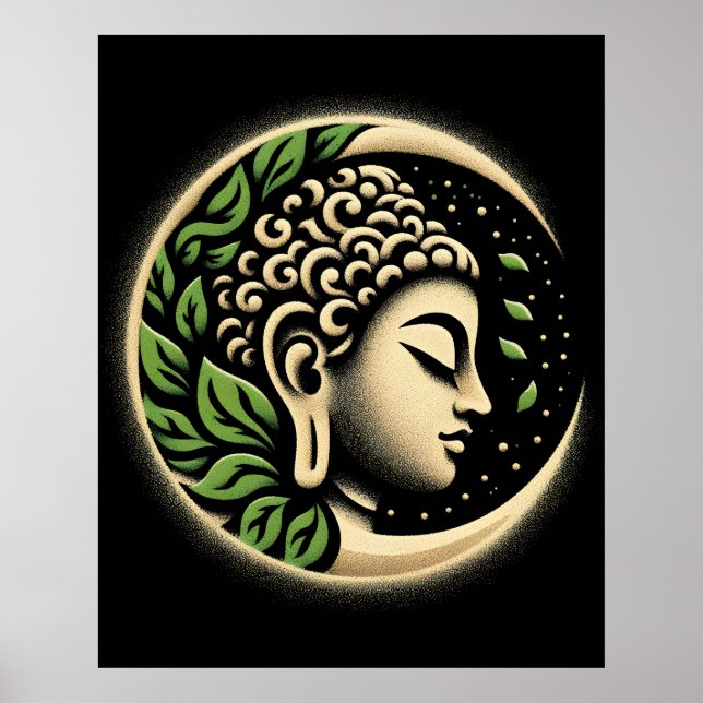 Abstract Modern Art | Calm Buddha Profile Portrait Poster (Vorne)