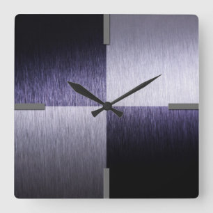 Abstract Modern Brushed Metal - Wall Clock Quadratische Wanduhr