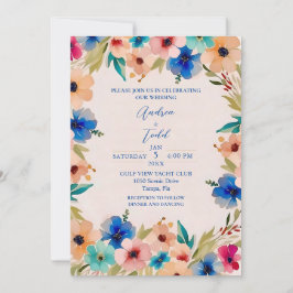 Abstract modern elegant floral watercolor wedding einladung