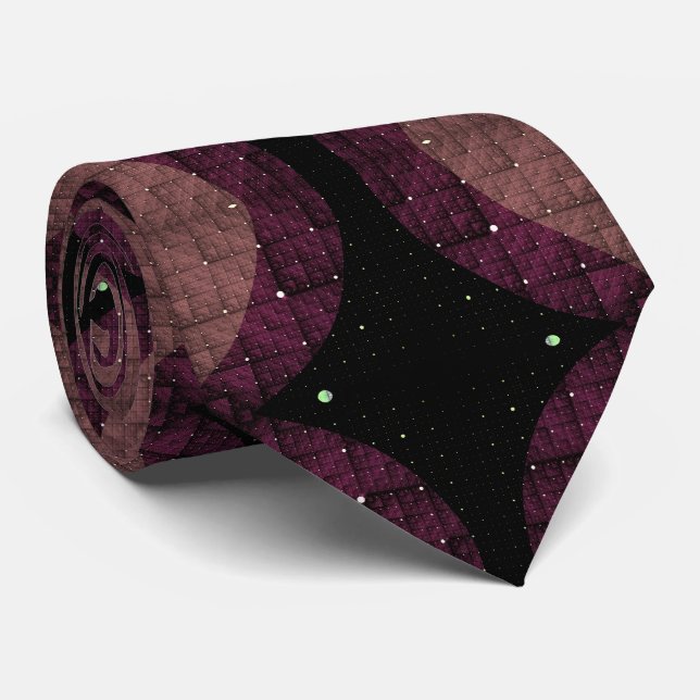 Abstract Modern Geometric Black Purple Fractal Art Krawatte (Gerollt)