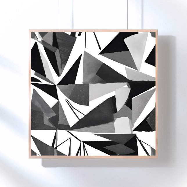 Abstract Modern Geometric Black & White Watercolor Poster (Von Creator hochgeladen)