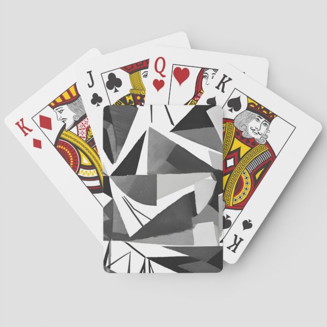 Abstract Modern Geometric Black & White Watercolor Spielkarten (Rückseite)