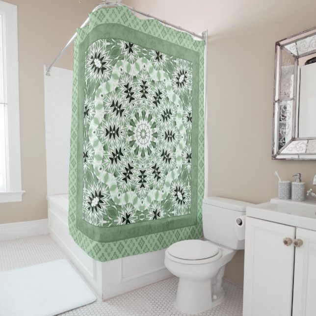 Abstract modern mosaic kaleidoscopic tile pattern duschvorhang (Beispiel)